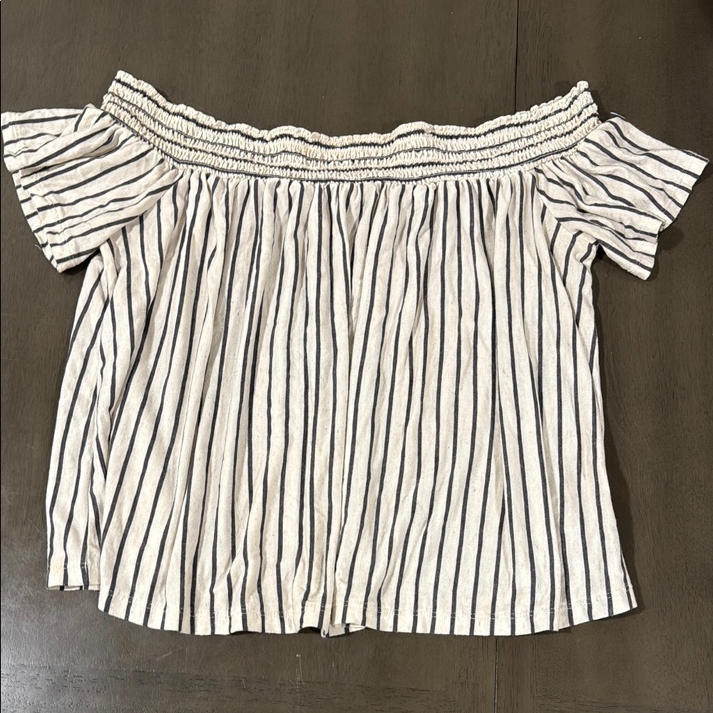 American Eagle Outfitters Striped Off-Shoulder Blouse
